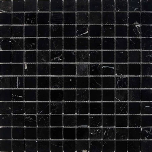 Мозаика Pixel mosaic Мрамор Nero Marquna чип 23х23 мм сетка Полированная Pix 245 30,5х30,5 см