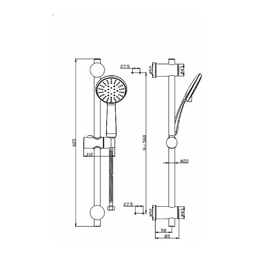 Душевой гарнитур Esko SCS855Black