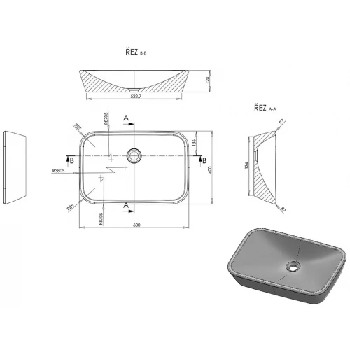 Умывальник Ravak Ceramic 600 R белый 60x40 см