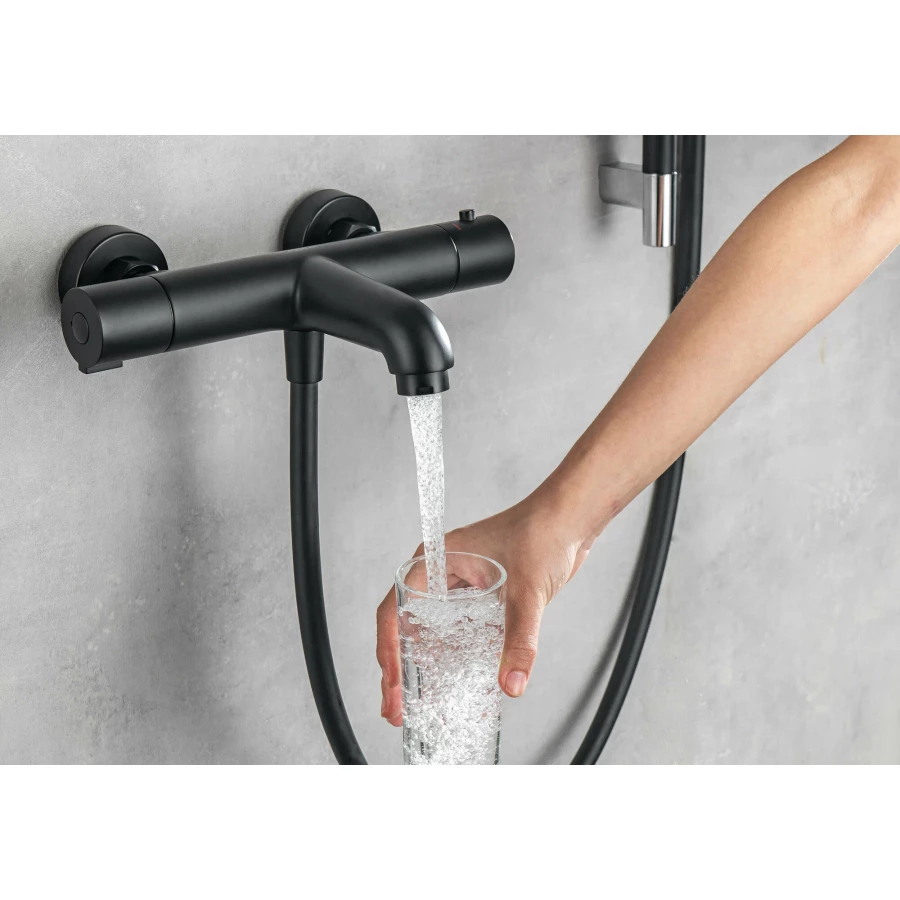 Смеситель Aquatek термостатический для ванны матовый черный AQ1043MB