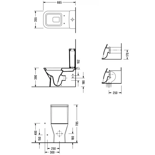 Унитаз напольный Serel Diagonal с тонким сиденьем с микролифтом DG02SL