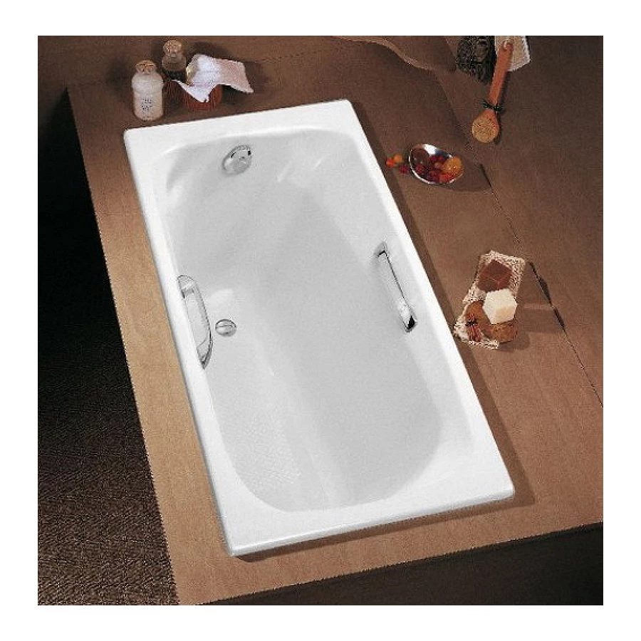 Ванна чугунная Jacob Delafon Melanie с антискользящим покрытием с отверстием для ручек без ножек белая E2925-00 170x70 см