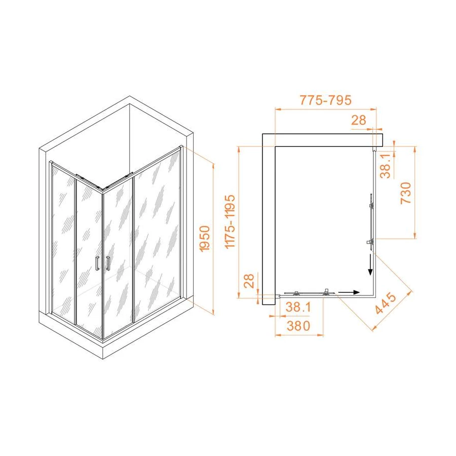 Душевой уголок RGW PA-246 Прозрачное 030824682-11 800x1200 мм
