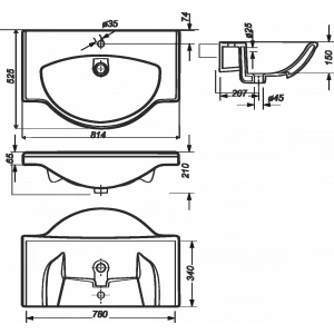 Умывальник Sanita Luxe Classic 80 CLS80SLWB01 82x52 см