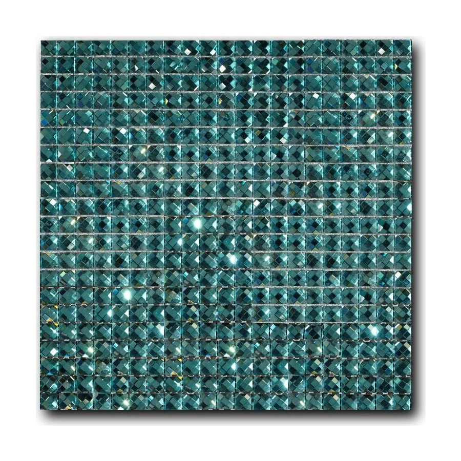 Стеклянная мозаика Art&Natura Crystall сетка 15x15x5 глянцевая бирюзовая crystall12 32,7х32,7 см