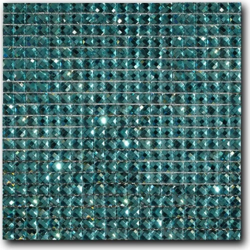 Стеклянная мозаика Art&Natura Crystall сетка 15x15x5 глянцевая бирюзовая crystall12 32,7х32,7 см