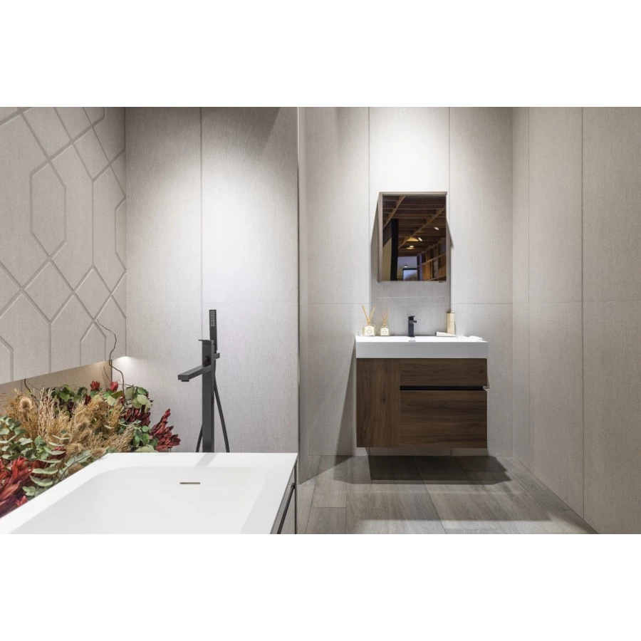 Плитка настенная Porcelanosa Таилор Боне Диамонд / Tailor Bone Diamond матовая серая 100337339 150х59,6 см