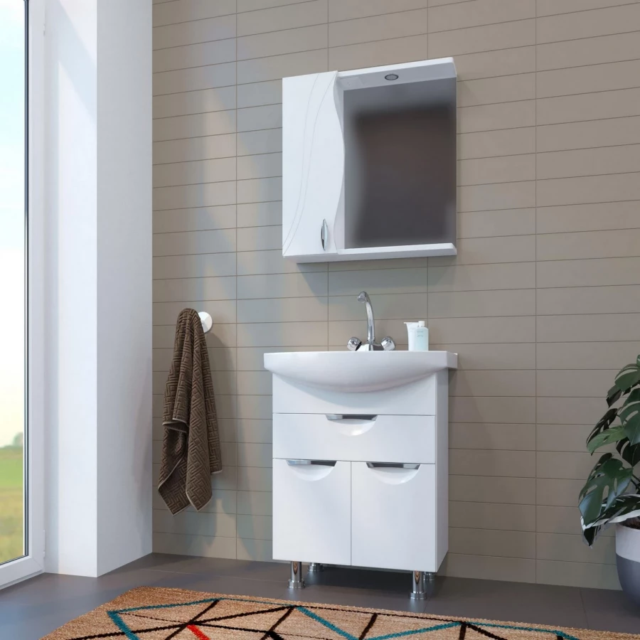 Шкаф навесной MixLine Лима-65 левый с подсветкой 551707 65x70x15 см