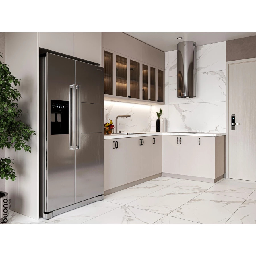 Керамогранит Buono Marble Statuario Adele Carving белый M4404C 120х60 см