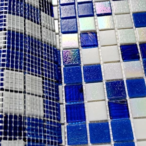 Мозаика Bonaparte Стеклянная мозаика Indigo 20х20 глянцевая сине-белая 32,7х32,7 см