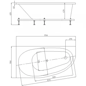 Ванна акриловая Aquatek Дива правая без гидромассажа DIV170-0000003 170х90 см