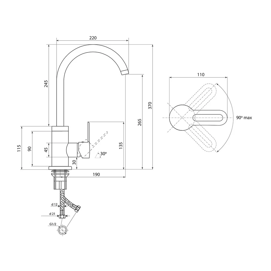 Смеситель Славен для кухни Город Т СЛ-ОД-Т22