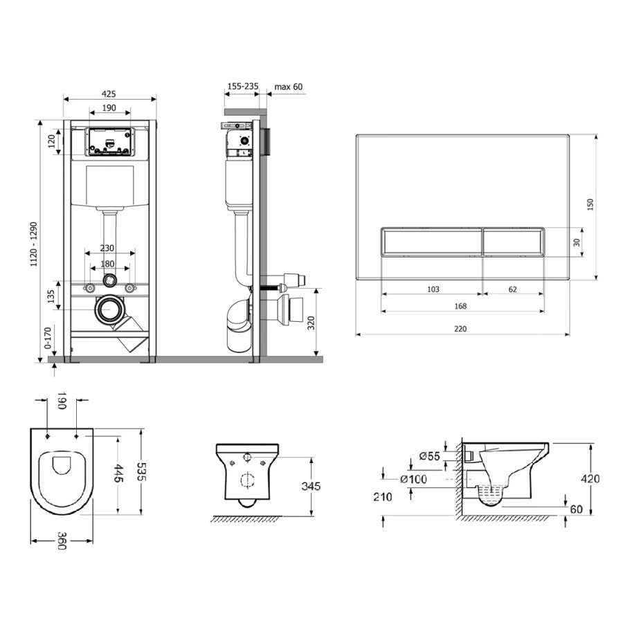Комплект 7 в 1 Lavinia Boho Relfix Grance Hill Rimless 87561033 (состоит из 38010010, 380501MB, 3307101R, 33290700, 38040010)