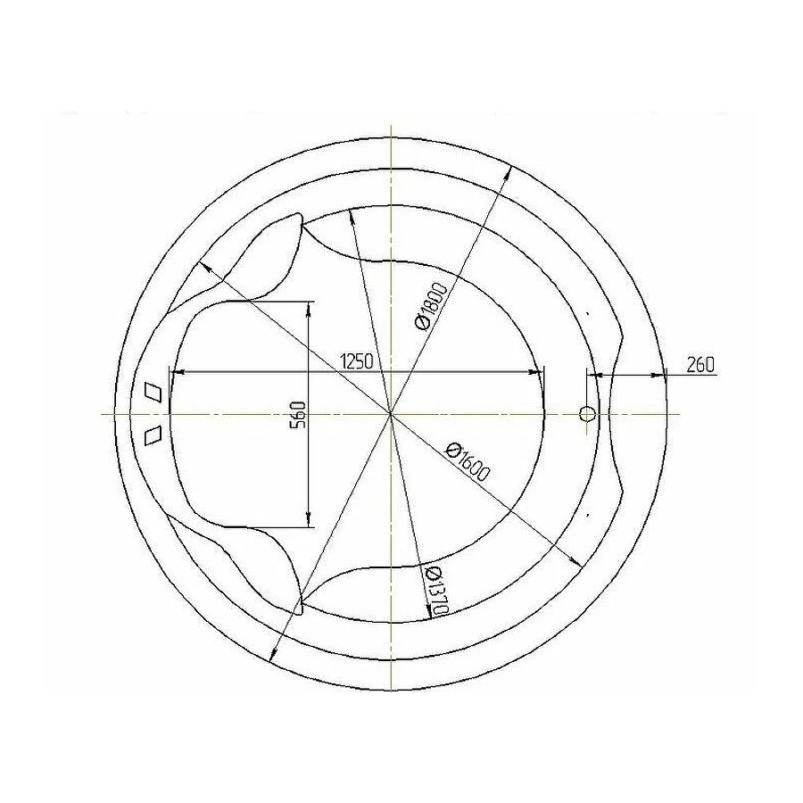 Акриловая ванна Aquatek Аура без гидромассажа с фронтальной панелью с каркасом вклеенный со слив переливом AUR180-0000033 180х180 см