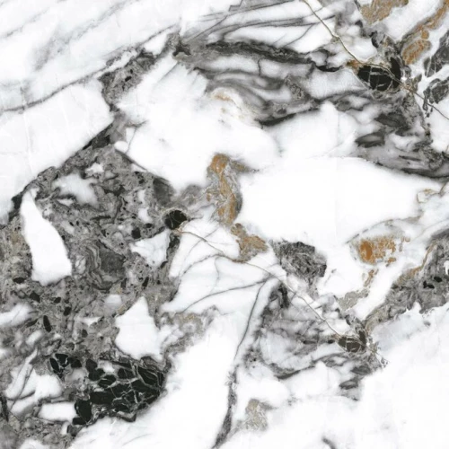 Керамогранит Planet Ceramics UK-888 глянцевый с золотом бело-черный 80х80 см