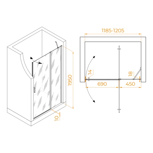 Душевая дверь RGW LE-004 Матовое-Сатинат 351200412-21 120 см