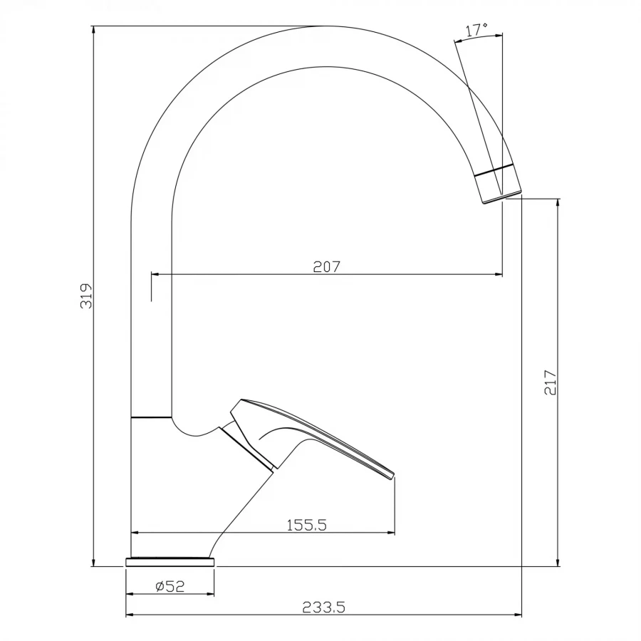 Смеситель для кухни с поворотным изливом Rossinka RS45-23 хром