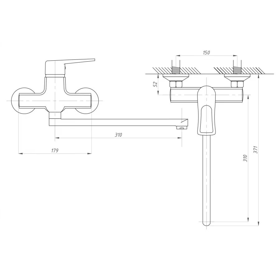 Смеситель для ванны с душем ПСМ-Профсан ПСМ-777-017 ПЛЮС тип См-ВУОРНШлА хром