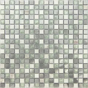 Мозаика из стекла и натурального камня Caramelle Mosaic Everest New бело-серый 30,5x30,5 см