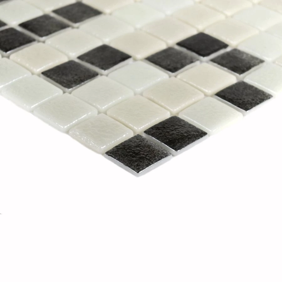 Мозаика Bonaparte Стеклянная мозаика Atlantis Nero 24х24 глянцевая черно-белая 31,5х31,5 см