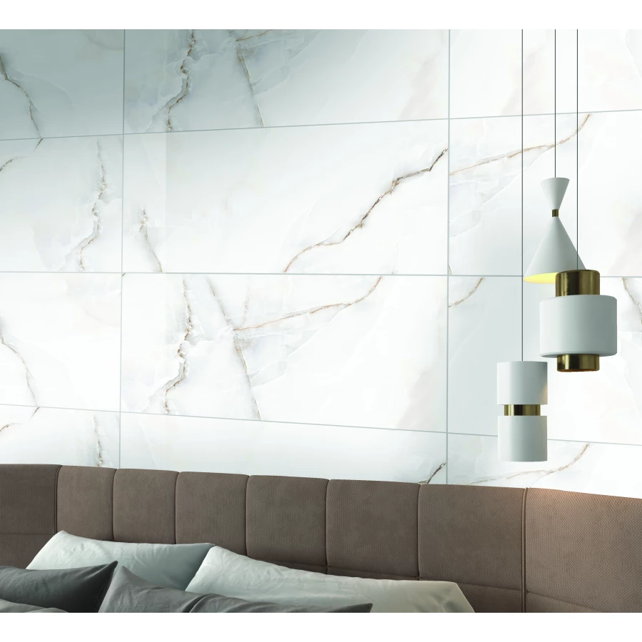 Керамогранит lamore Ceramic Gloss 60х120 Onyx Bianco глянцевый белый 60/120-045 120х60 см