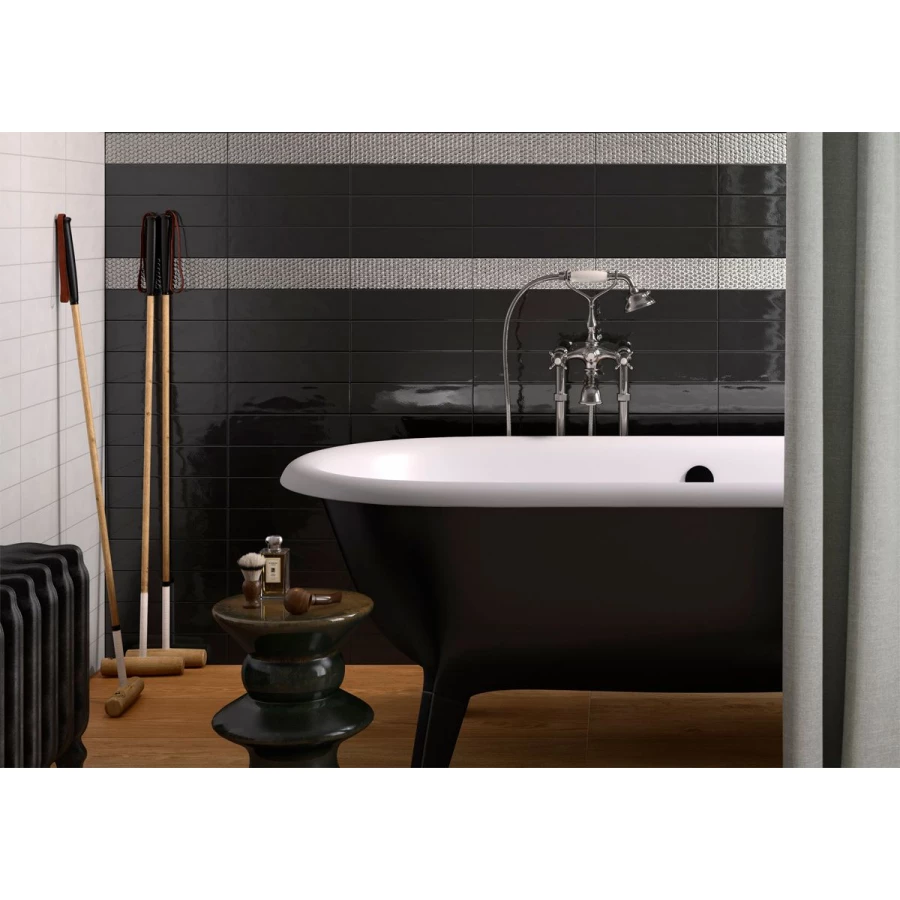 Декор Imola Ceramica Bubble BBBL DK 73PT глянцевый серебристый 30х7,5 см