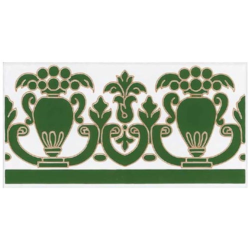 Плитка настенная Cas Ceramica Triana Cenefa Verde глянцевая зеленая 28х14 см