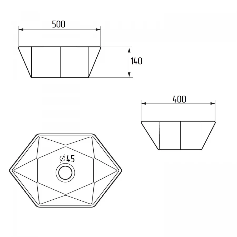 Умывальник Runo Cristallo мебельный многоугольный белый 00-00002560