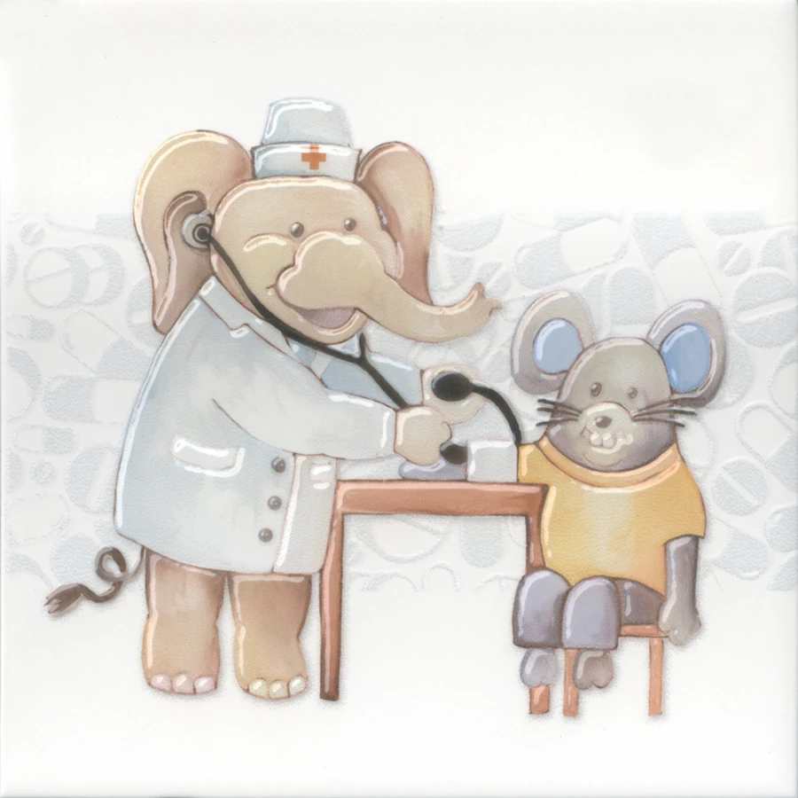 Декор Kerama Marazzi Айболит 3 полуматовый белый VT/A503/5009 20x20 см