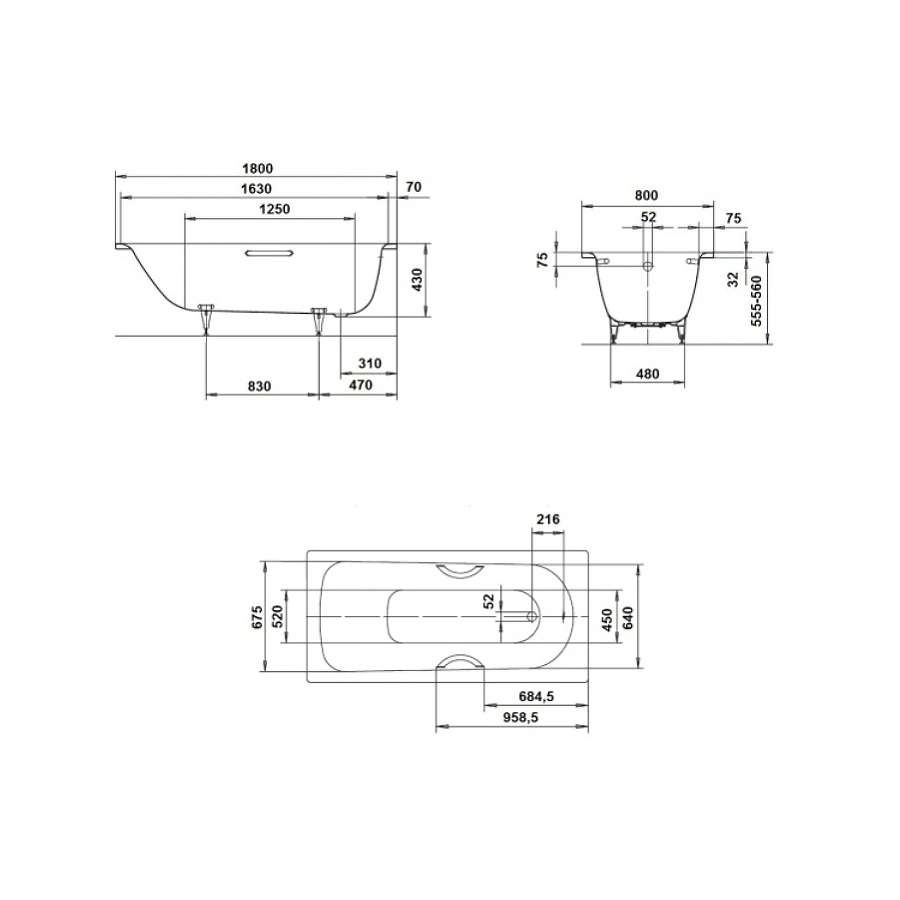 Стальная ванна Kaldewei Saniform Plus standard mod 375-1 112800010001 180x80 см