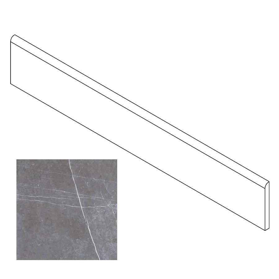 Плинтус Gresse Simbel с завальцовкой камень серый с проседью матовый GRS05-05 60х9,5 см