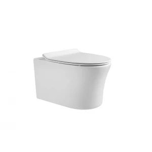 Унитаз компакт подвесной безободковый Aquatek Ника тонкое сиденье с механизмом плавного закрывания крепеж AQ2009-00 52,5х36,5 см