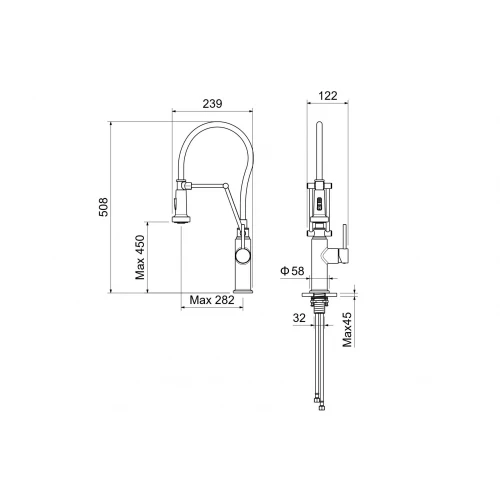 Смеситель для кухни Aquatek Европа 2 jet профессиональный AQ1388CR