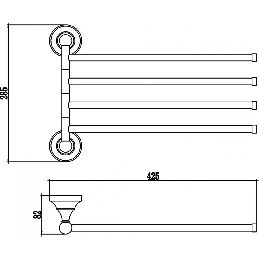 Держатель для полотенец поворотный 4-ой Savol 68а S-06804A