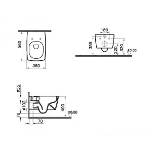 Комплект Vitra Metropole унитаз подвесной безободковый с тонким сиденьем МЛ инсталляция панель смыва матовый хром 9820B003-7201