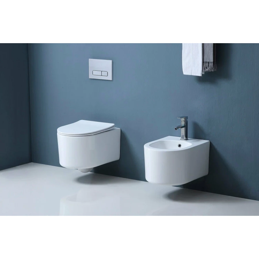 Унитаз компакт Aquatek Мия подвесной безободковый тонкое сиденье с механизмом плавного закрывания крепеж AQ2004-00 49x37x34 см