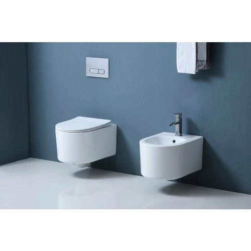 Унитаз компакт Aquatek Мия подвесной безободковый тонкое сиденье с механизмом плавного закрывания крепеж AQ2004-00 49x37x34 см