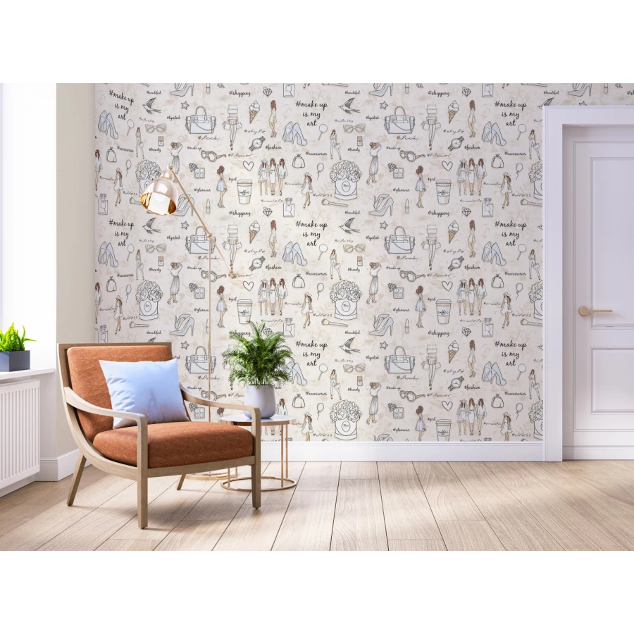 Обои флизелиновые Palitra Home HomeColor Girls бежевый HC71384-24 1,06х10,05 м