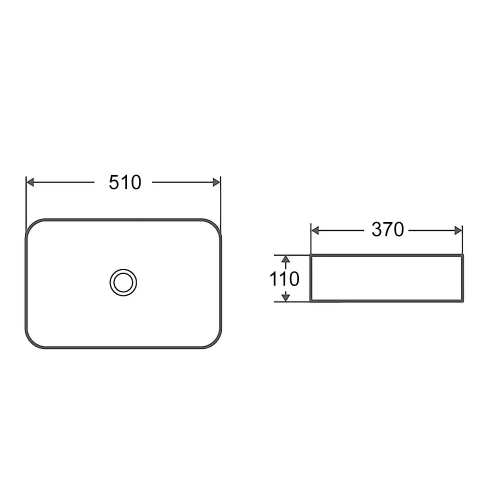 Раковина накладная Azario прямоугольная белый глянец AZ-78570B 51х37х11 см