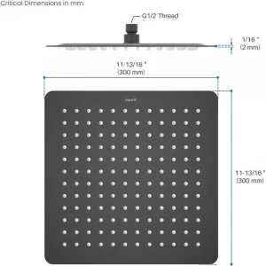 Квадратный верхний душ Aquatek матовый черный AQ2074MB 300*300*2 мм