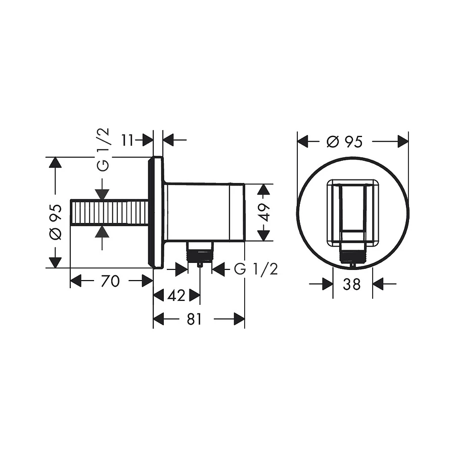 Шланговое подсоединение Hansgrohe Fixfit S с держателем душа матовый черный 26888670