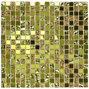 Мозаика Bonaparte Стеклянная мозаика Mirror Gold 15х15 зеркальная глянцевая золотая 30х30 см