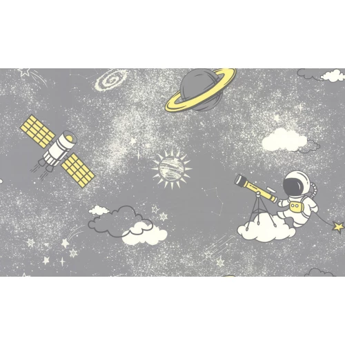 Обои флизелиновые Аспект Deluxe Акцент Космикс серые 70438-44 1,06х10,05 м