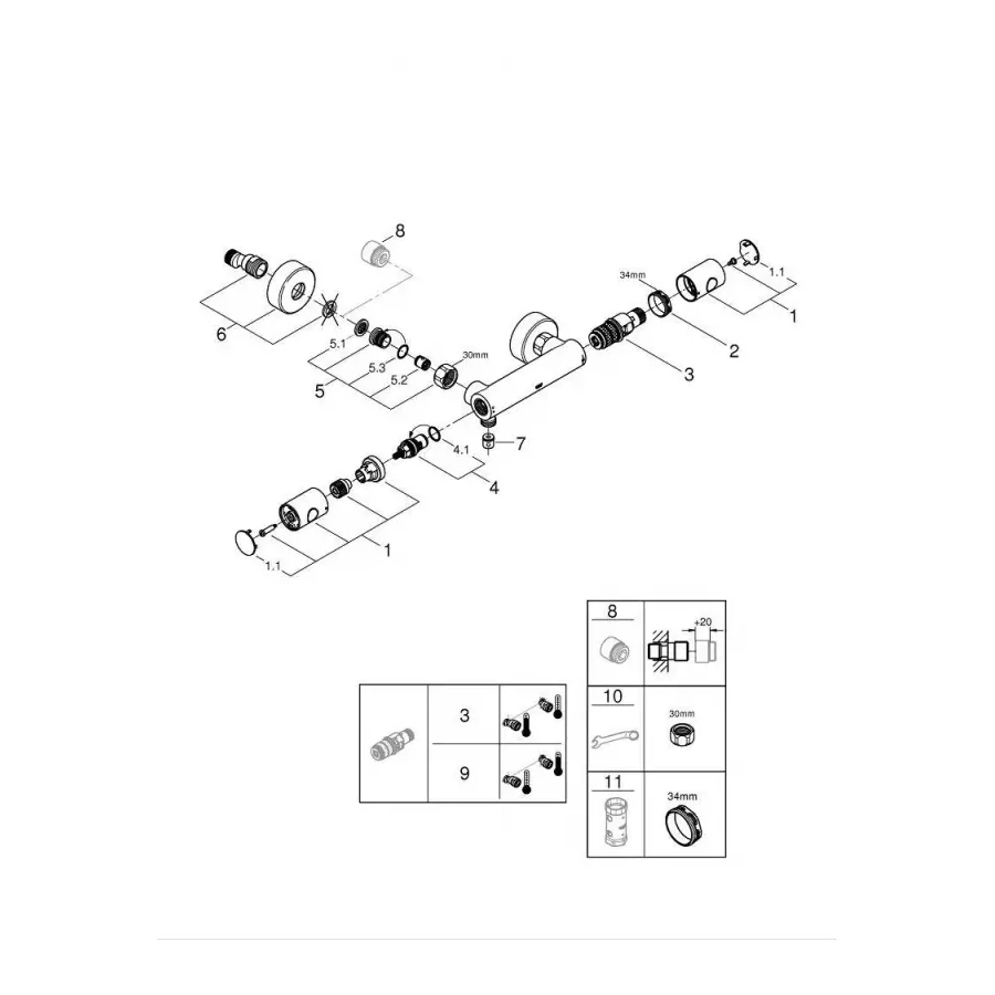 Термостат для душа Grohe Grohtherm 800 Cosmopolitan внешний монтаж, хром 34765000