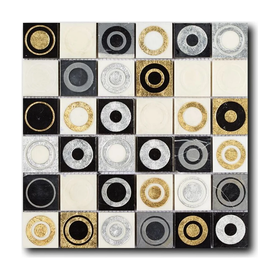 Мозаика из натурального камня Art&Natura Equilibrio сетка 48x48 глянцевая многоцветная 005A 30х30 см