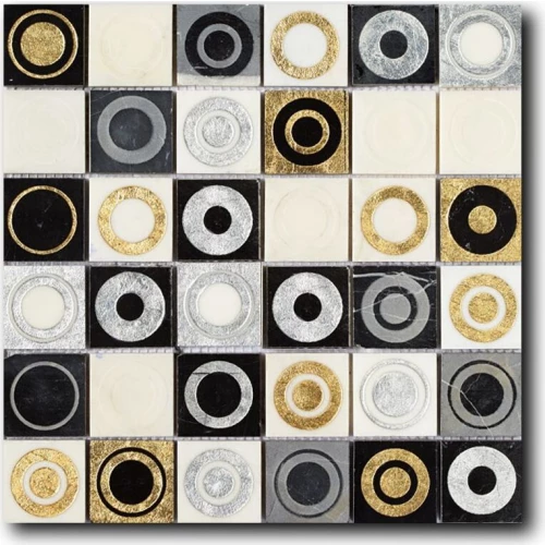 Мозаика из натурального камня Art&Natura Equilibrio сетка 48x48 глянцевая многоцветная 005A 30х30 см