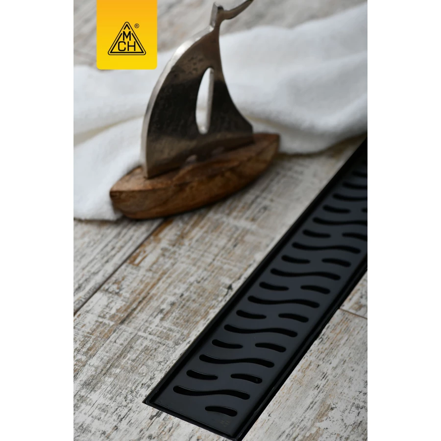 Душевой лоток Creto Zigzag с решеткой черный CRE-450 ZB 45 см