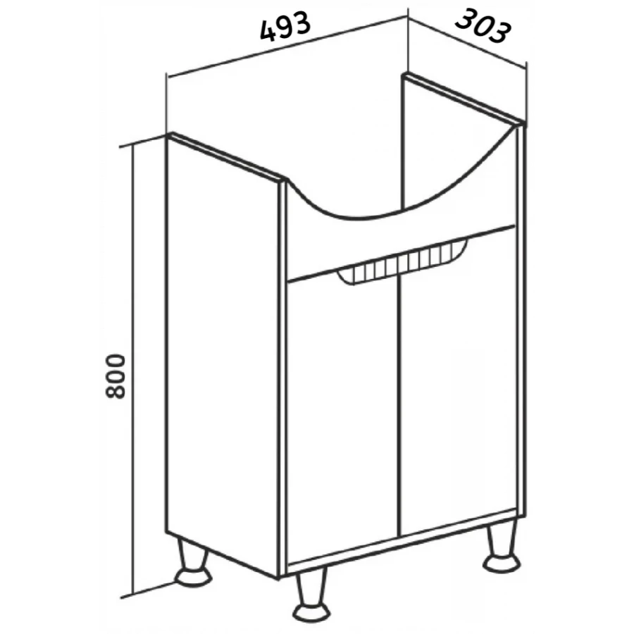 Тумба под раковину Runo Эко 50 железный камень под умывальник Уют 50 00-00001337 48.2x80 см