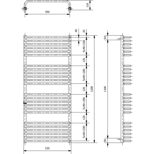 Полотенцесушитель электрический Luxrad Salto Invest Selmo Pad 063768 120х53 см