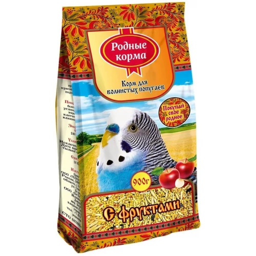 Корм для волнистых попугаев Родные корма с фруктами 1314649 900 г